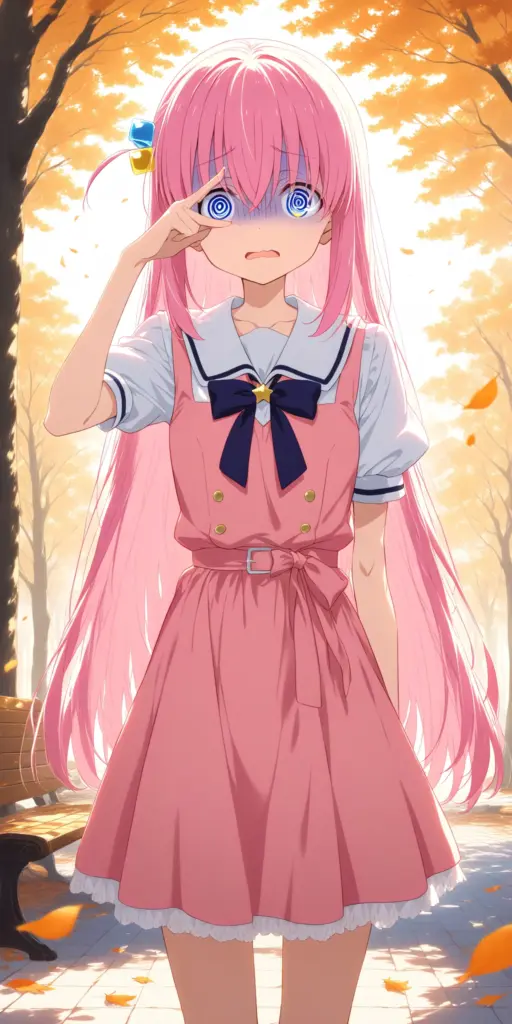 アニメ『ぼっち・ざ・ろっく!』の後藤ひとりちゃんがアルバイトの読者モデルで陰キャを発動し混乱している様子のファンアートSSの挿絵。
