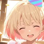 リコリス・リコイルの錦木千束が、誕生日の三角帽子をかぶりクラッカーを持つ、紙吹雪の中の笑顔のアップ。錦木千束生誕祭2025のアイキャッチ画像。
