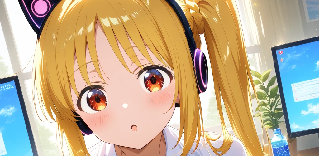 『ぼっち・ざ・ろっく！』の伊地知虹夏ちゃんが、レースゲームのモニターの前に座っているファンアートイラスト。「ぼざろSS 結束グランプリ」より。