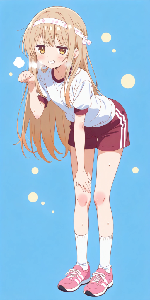 アニメ『お隣の天使様にいつの間にか駄目人間にされていた件』の椎名真昼が、体操着姿で運動会に臨むファンアートSSの挿絵。デフォルメした真昼の挿絵。「私が完璧を脱いだ日」の物語を象徴する一枚。